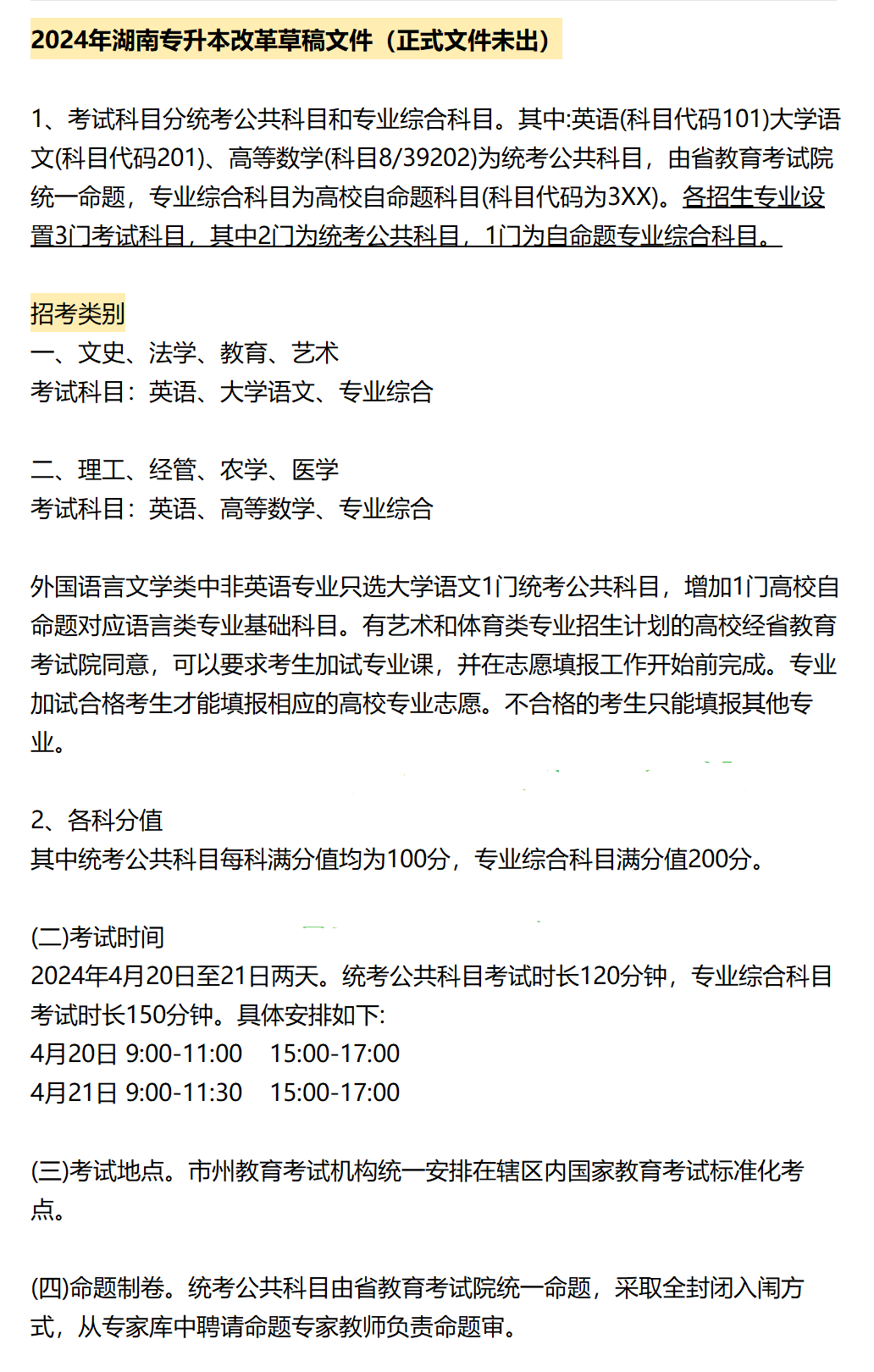 湖南专升本不同专业的考试科目将如何确定?(图1) 湖南专升本