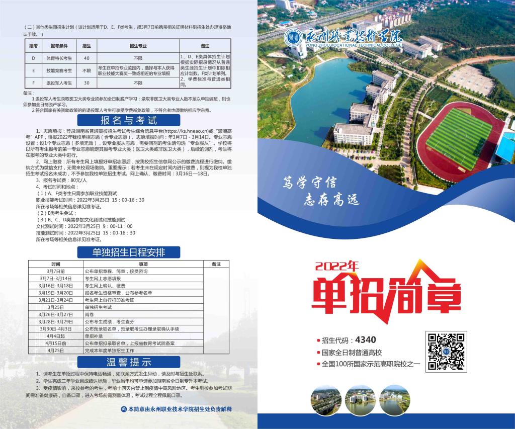 永州职业技术学院2022年单独招生简章(图1)
