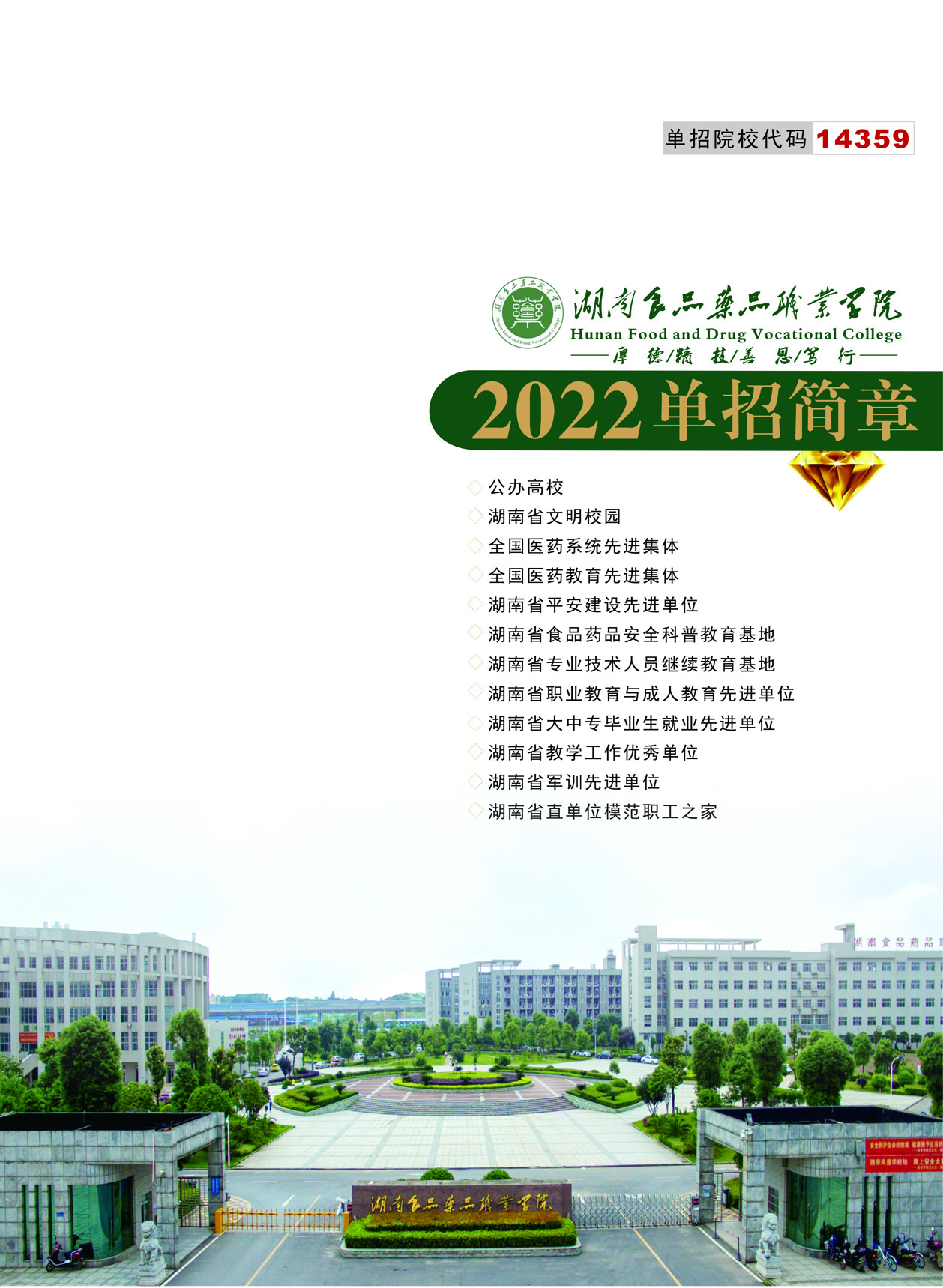 湖南食品药品职业学院2022年单招简章(图1)