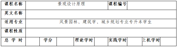 《景观设计原理》考试大纲