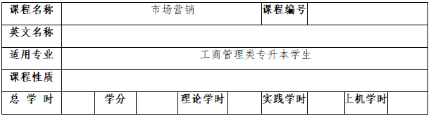 《市场营销》考试大纲