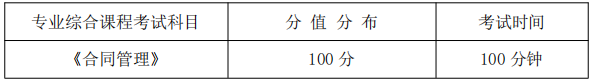  专业综合课程考试科目、分值分布及考试时间