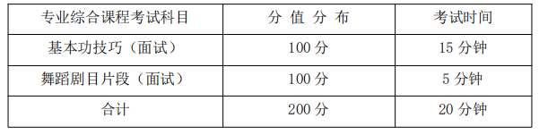 专业综合课程考试科目、分值分布及考试时间