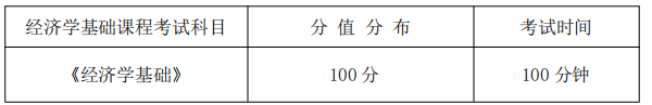 经济学基础课程考试科目、分值分布及考试时间