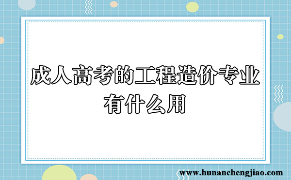 成人高考的工程造价专业有什么用 成人高考的工程造价专业有什么用
